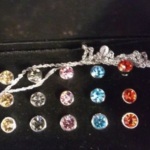 New Vedahs Sterling Silver Necklace & Earrings Set